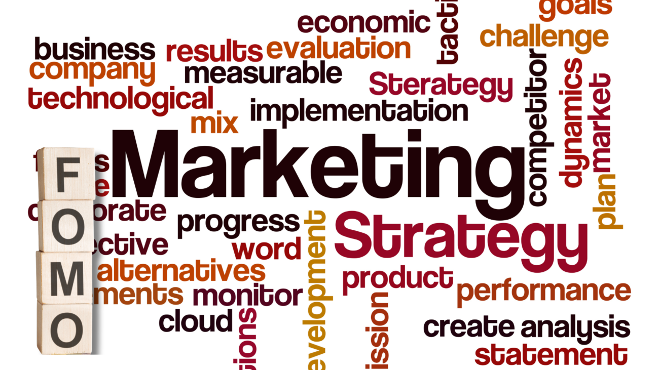 En esta nube de palabras, resalta 'Marketing', 'FOMO' y 'Estrategia', reflejando la importancia de equilibrar estas variables en nuestras estrategias de marketing.