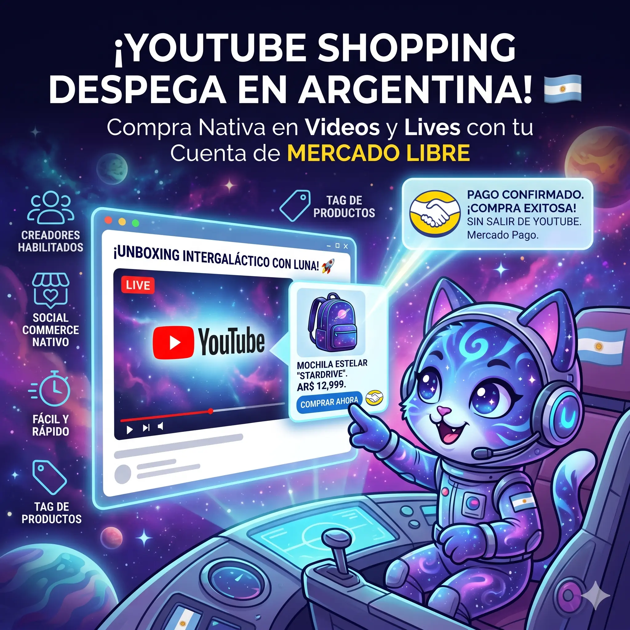 YouTube Shopping llega a Argentina con Mercado Libre