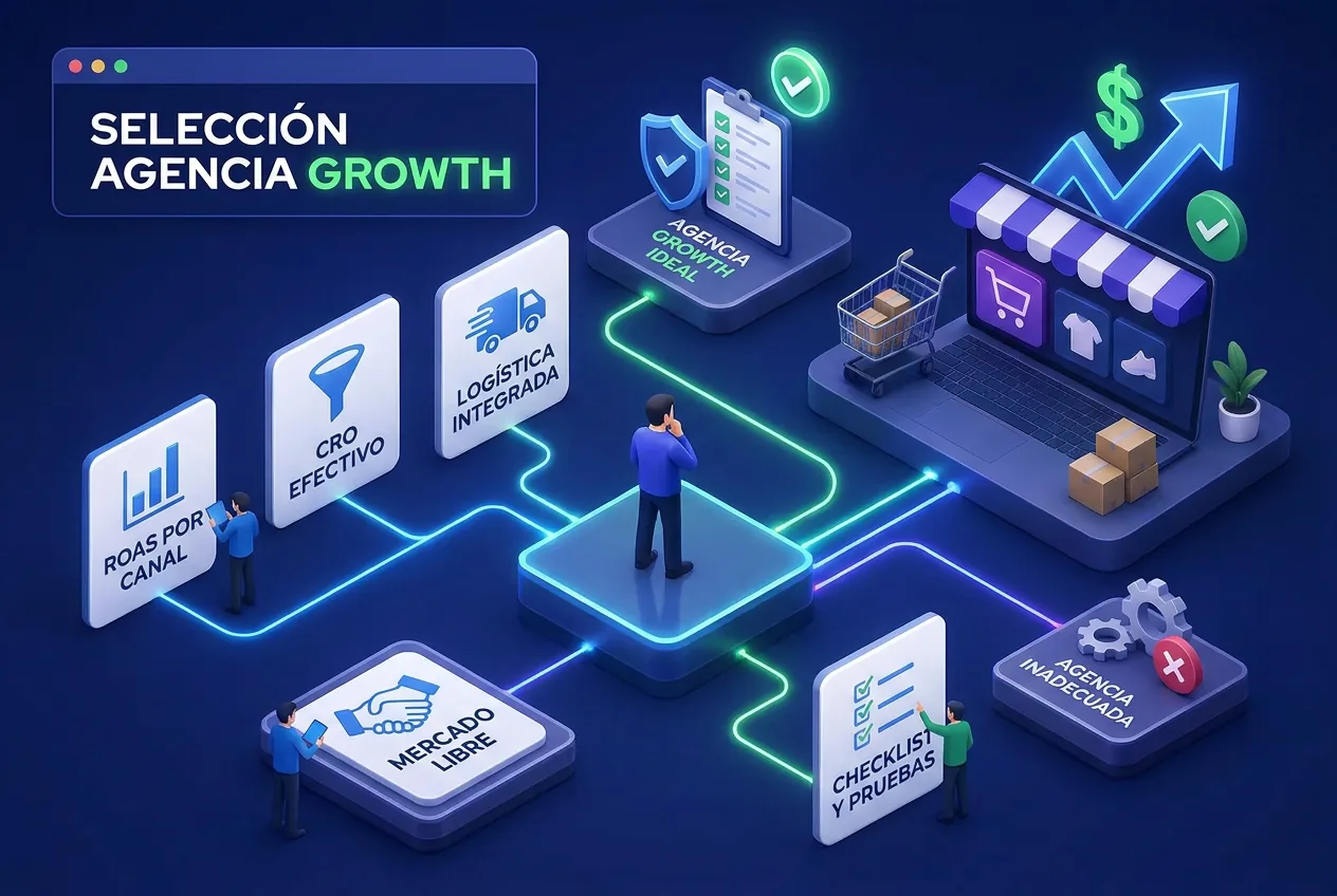 Ilustración: Cómo elegir la agencia de growth marketing adecuada para tu ecommerce en Argentina: criterios y checklist