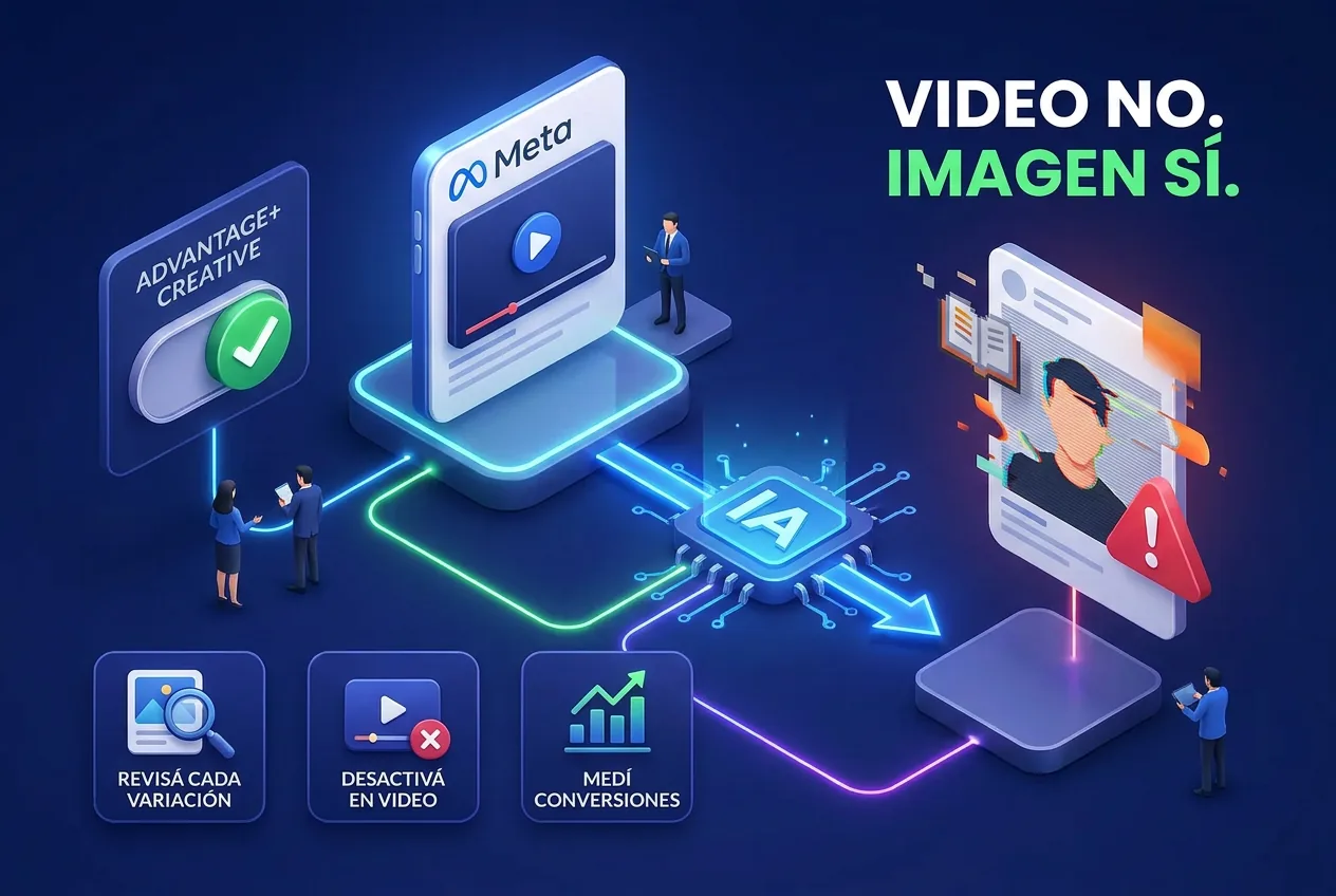 Advantage+ Creative de Meta convirtiendo un video en una imagen distorsionada