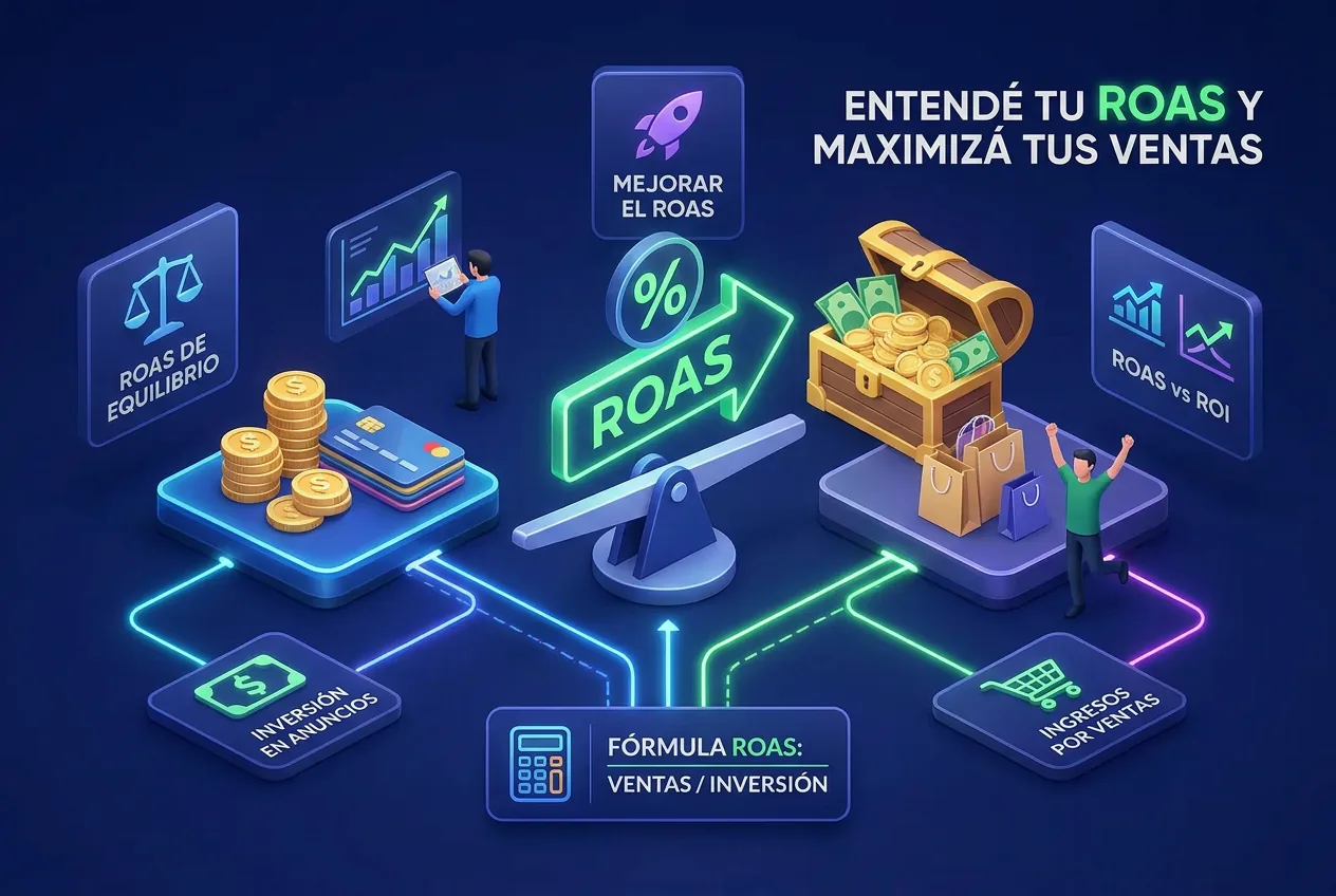Ilustración: Qué es el ROAS (retorno de la inversión publicitaria) y cómo calcular tu ROAS de equilibrio